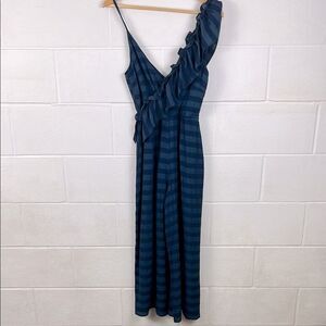 Tularosa Revolve women’s Florence navy striped ruffle cropped jumpsuit size S